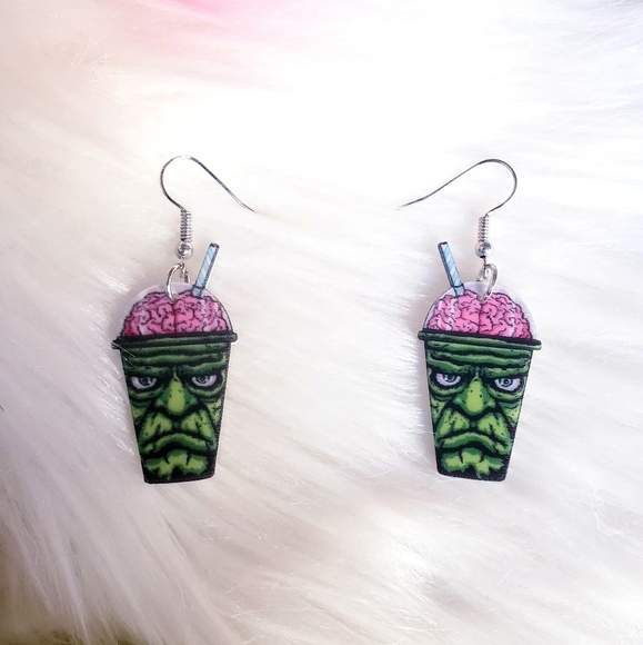 Zombie Brains Slushie Acrylic Earrings - Picture 3 of 4